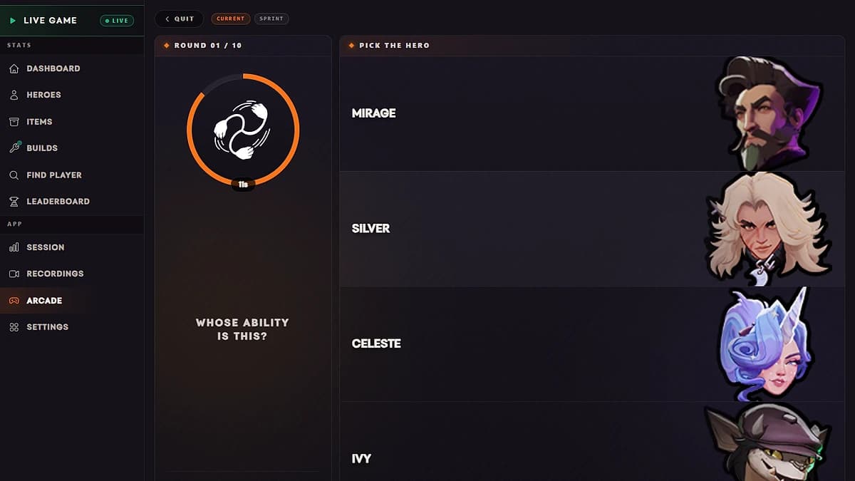 Test your Deadlock knowledge between matches with in-app hero quizzes and mini-games.
